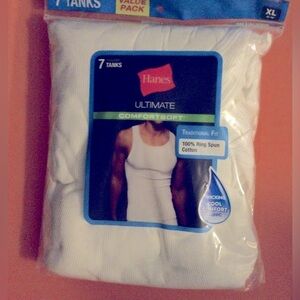 Hanes Men's White TagLess Tank Tops - 7 Pack, new, XL